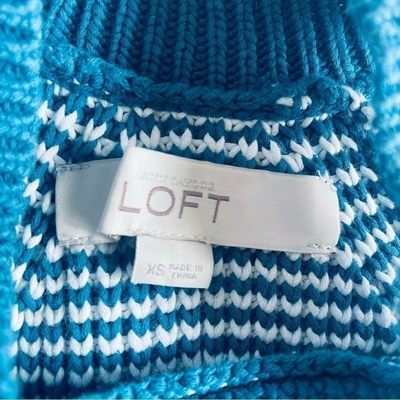 💙 LOFT Teal & White Halter Sweater Tank – Sleeveless, Size XS - Picture 9 of 11